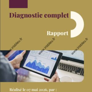 Aperçu de la couverture du rapport de diagnostic complet proposé par le cabinet Iris Bleu. Ce document illustre l'expertise en audit et en diagnostic stratégique pour optimiser la performance et le pilotage des entreprises.